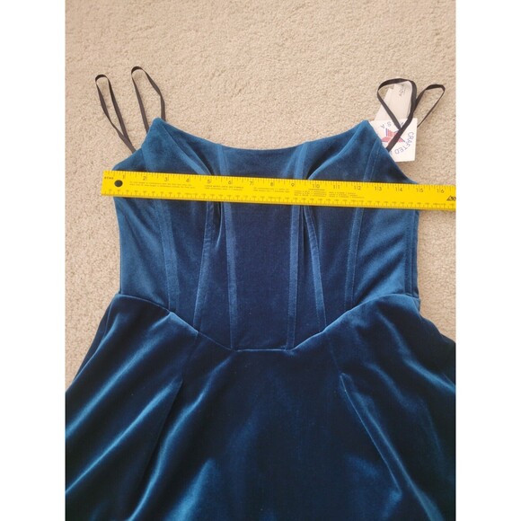 NWT Bloomingdale's AQUA Strapless Velvet Mini Dress Teal Boned Corset Size10 - Picture 5 of 10